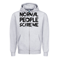Heather Grey Normal People Scare Me Zipper Hoodie - Bettercallsaul