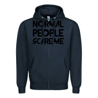 Navy Normal People Scare Me Zipper Hoodie - Bettercallsaul