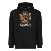 Black Just a little moody baby cow Heavyweight Hoodie - HowdyJamesFarm