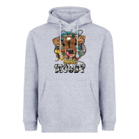 Heather Grey Just a little moody baby cow Heavyweight Hoodie - HowdyJamesFarm