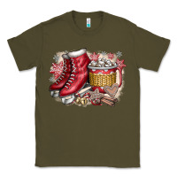 Army Green Christmas Ice Skating Classic Tee - CowhideDigitalArt