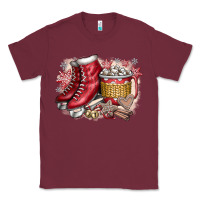 Burgundy Christmas Ice Skating Classic Tee - CowhideDigitalArt