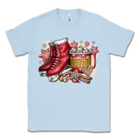Dusty Blue Christmas Ice Skating Classic Tee - CowhideDigitalArt