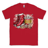 Red Christmas Ice Skating Classic Tee - CowhideDigitalArt