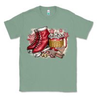 Sage Christmas Ice Skating Classic Tee - CowhideDigitalArt