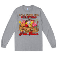 Heather Grey all i want for christmas is pan dulce Long Sleeve Tee - MaliasSmallBusiness