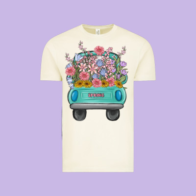 Truck With Flowers Vintage Tee Designed By Maliassmallbusiness