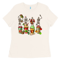 Bone christmas skeleton coffee cups Ladies Tee - FaDigitalArtStudio