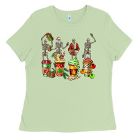 Matcha christmas skeleton coffee cups Ladies Tee - FaDigitalArtStudio
