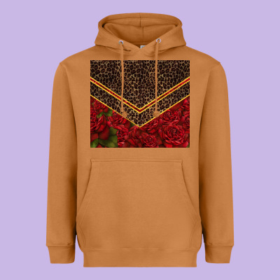 Red Roses With Leopard Heavyweight Hoodie Designed By Tumblerdesignbyshophia