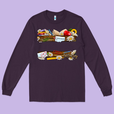 Floral Teacher Custom Name Long Sleeve Tee Designed By Nancycooperartshop