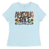 Baby Blue amazing grace how sweet the sound Ladies Tee - RacoonDesign