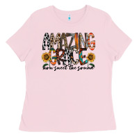 Bubblegum Pink amazing grace how sweet the sound Ladies Tee - RacoonDesign