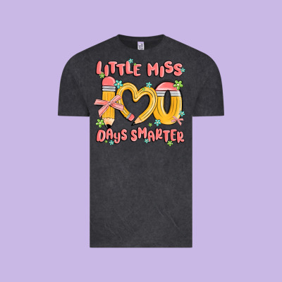 Little Miss 100 Days Smarter Vintage Tee Designed By Maliassmallbusiness