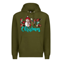 Army Green love christmas snowman Premium Hoodie - JahusDesignShop