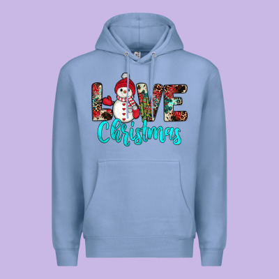 Love Christmas Snowman Premium Hoodie Designed By Jahusdesignshop