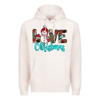 Pale Pink love christmas snowman Premium Hoodie - JahusDesignShop