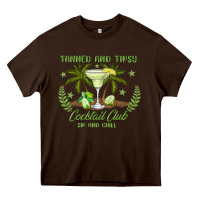 Chocolate Brown tanned and tipsy cocktail club sip and chill Heavy Core Tee - JahusDesignShop