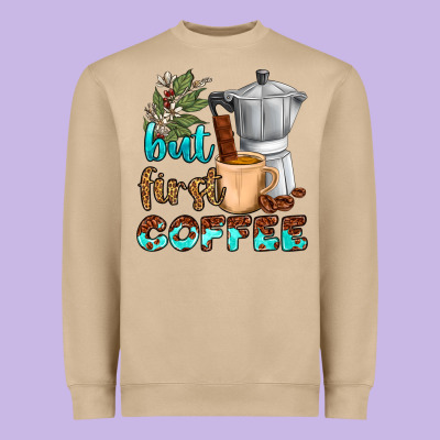 Coffee Cups But First Coffee Heavyweight Sweatshirt Designed By Nancycooperartshop