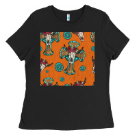 Black western cross and bull skull seamless pattern Ladies Tee - HRA Design Shop