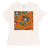 Bone western cross and bull skull seamless pattern Ladies Tee - HRA Design Shop