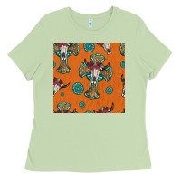 Matcha western cross and bull skull seamless pattern Ladies Tee - HRA Design Shop