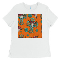 White western cross and bull skull seamless pattern Ladies Tee - HRA Design Shop