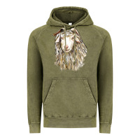 Vintage Olive Angora Goat Face Vintage Hoodie - LillyAllenDesigns