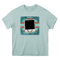 Arona gemstone turquoise serape custom photo frame coaster Heavy Core Tee - BarkalooDesign