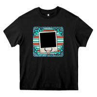 Black gemstone turquoise serape custom photo frame coaster Heavy Core Tee - BarkalooDesign