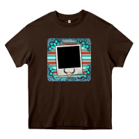 Chocolate Brown gemstone turquoise serape custom photo frame coaster Heavy Core Tee - BarkalooDesign