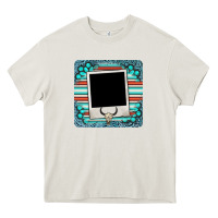Cream gemstone turquoise serape custom photo frame coaster Heavy Core Tee - BarkalooDesign