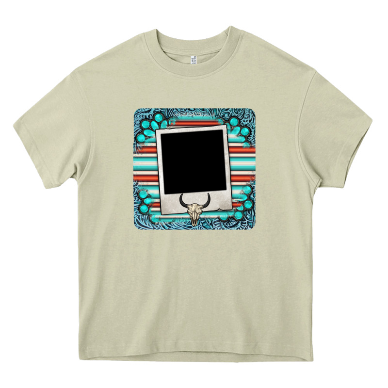 Gemstone Turquoise Serape Custom Photo Frame Coaster Heavy Core Tee by BarkalooDesign | Teevron