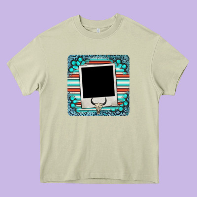 Gemstone Turquoise Serape Custom Photo Frame Coaster Heavy Core Tee Designed By Barkaloodesign
