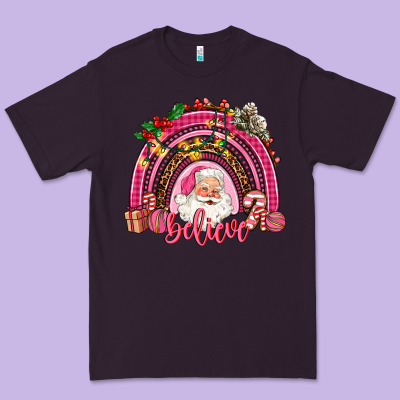 Pink Christmas Believe  Rainbow Premium Tee Designed By Adodesignshop