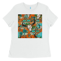 White western bull skull seamless pattern Ladies Tee - HRA Design Shop