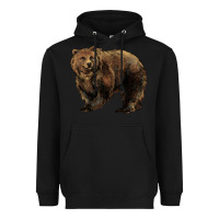 Black Grizzly Bear Heavyweight Hoodie - HowdyJamesFarm