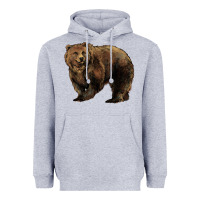 Heather Grey Grizzly Bear Heavyweight Hoodie - HowdyJamesFarm