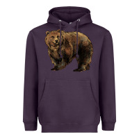 Plum Grizzly Bear Heavyweight Hoodie - HowdyJamesFarm
