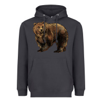 Smoke Grizzly Bear Heavyweight Hoodie - HowdyJamesFarm