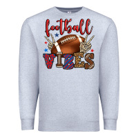 Heather Grey Football vibes red and blue Premium Sweatshirt - HowdyJamesFarm