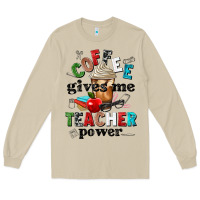 Mushroom coffee gives me teacher power Long Sleeve Tee - NancyCooperArtShop