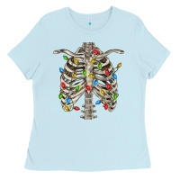 Baby Blue Christmas Rib Cage Ladies Tee - FaDigitalArtStudio