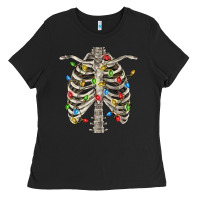 Black Christmas Rib Cage Ladies Tee - FaDigitalArtStudio