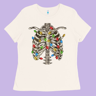 Christmas Rib Cage Ladies Tee Designed By Fadigitalartstudio