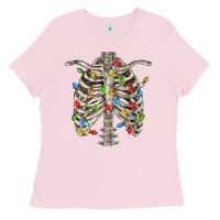 Bubblegum Pink Christmas Rib Cage Ladies Tee - FaDigitalArtStudio
