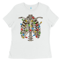 White Christmas Rib Cage Ladies Tee - FaDigitalArtStudio