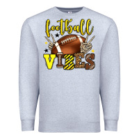 Heather Grey Football vibes yellow and black team color Premium Sweatshirt - HowdyJamesFarm