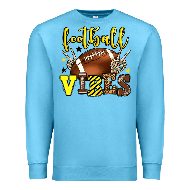 Football Vibes Yellow And Black Team Color Premium Sweatshirt by HowdyJamesFarm | Teevron