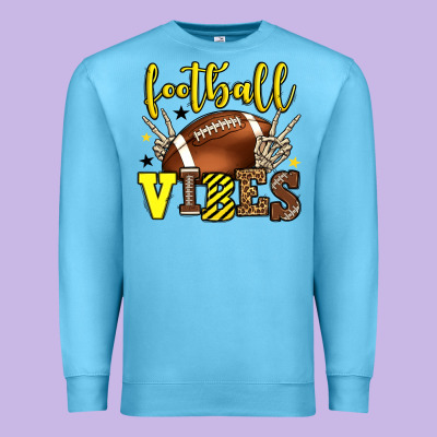 Football Vibes Yellow And Black Team Color Premium Sweatshirt Designed By Howdyjamesfarm